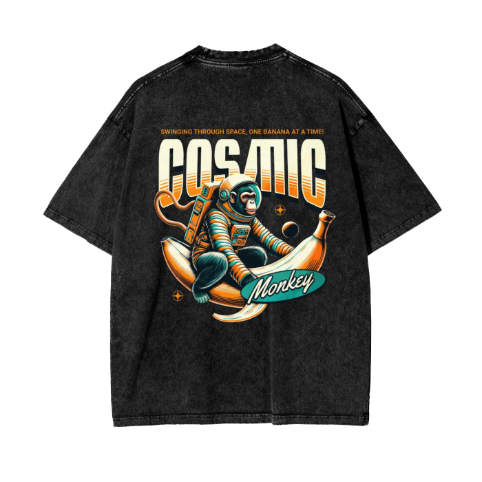 Cosmic Monkey Oversize Snow Washed T-Shirt