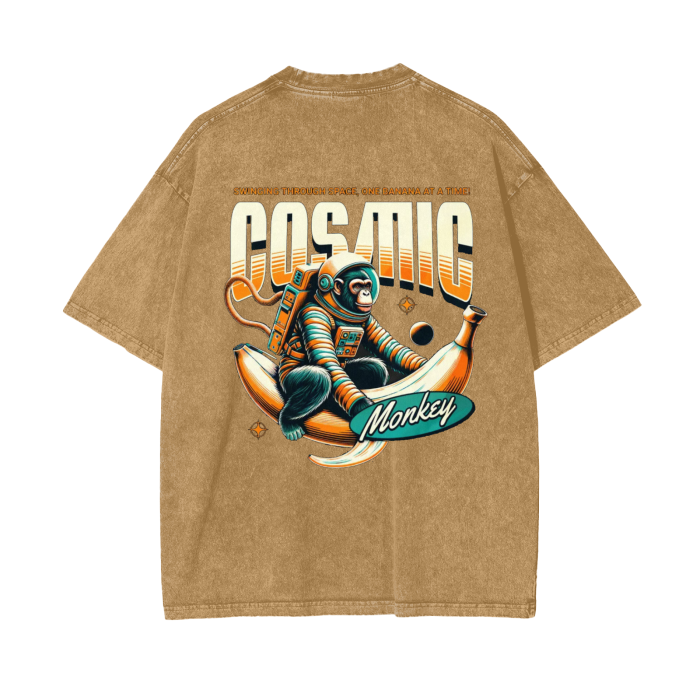 Cosmic Monkey Oversize Snow Washed T-Shirt