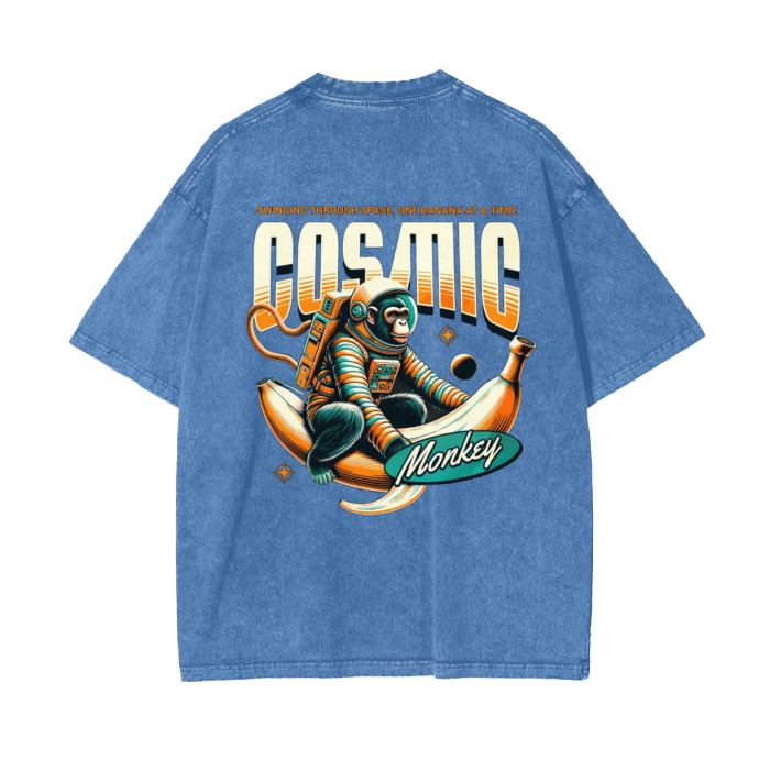 Cosmic Monkey Oversize Snow Washed T-Shirt